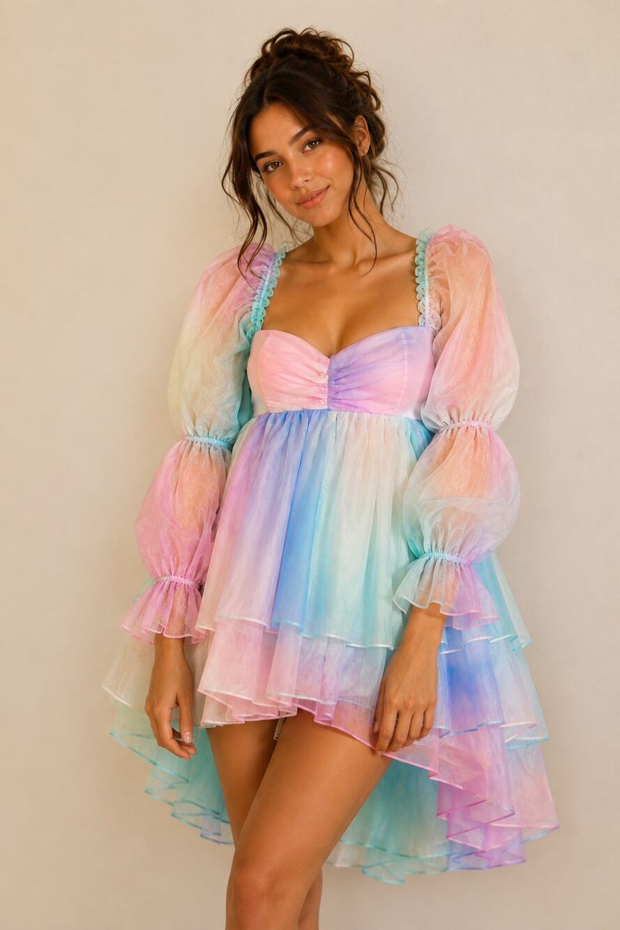 Selkie Pony The Moonlight Mini Dress Unicorn Pastel Rainbow Ombre Size Large